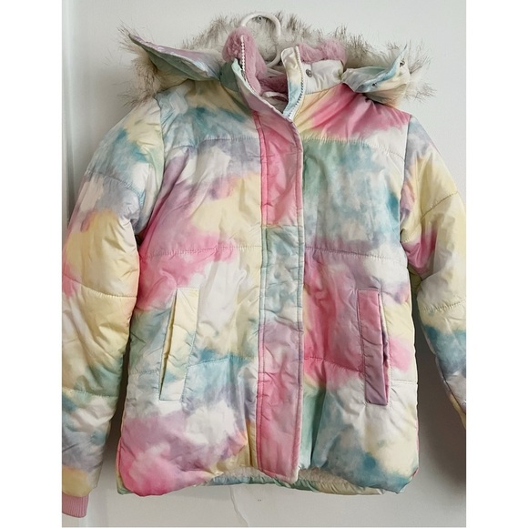 C&C California • Rainbow Multi Colored Tie Dye Puffer Coat - Picture 1 of 5